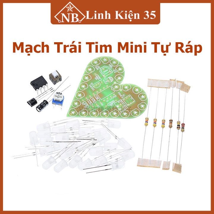 Bộ mạch trái tim mini tự lắp ráp 25 led hai màu đỏ, xanh dương | Shopee ...