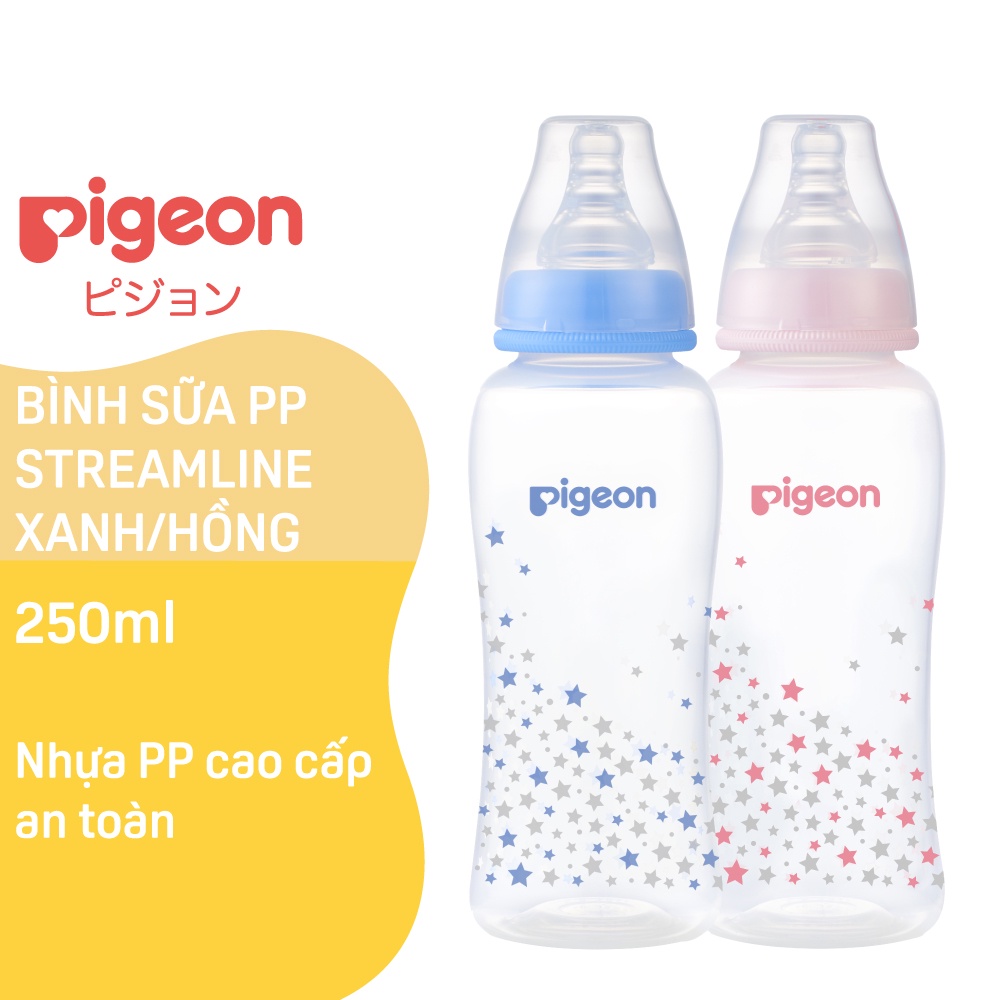 Bình Sữa PP Streamline Hình Ngôi Sao Hồng/Xanh Pigeon 250ml (M)