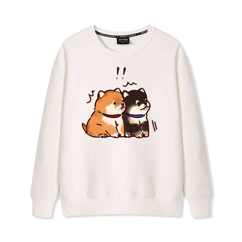 Áo Sweater Nữ HappyFamily In Hình 2 Chú Chó Con Xinh Xắn Đáng Yêu Chất Cotton 100 Cao Cấp
