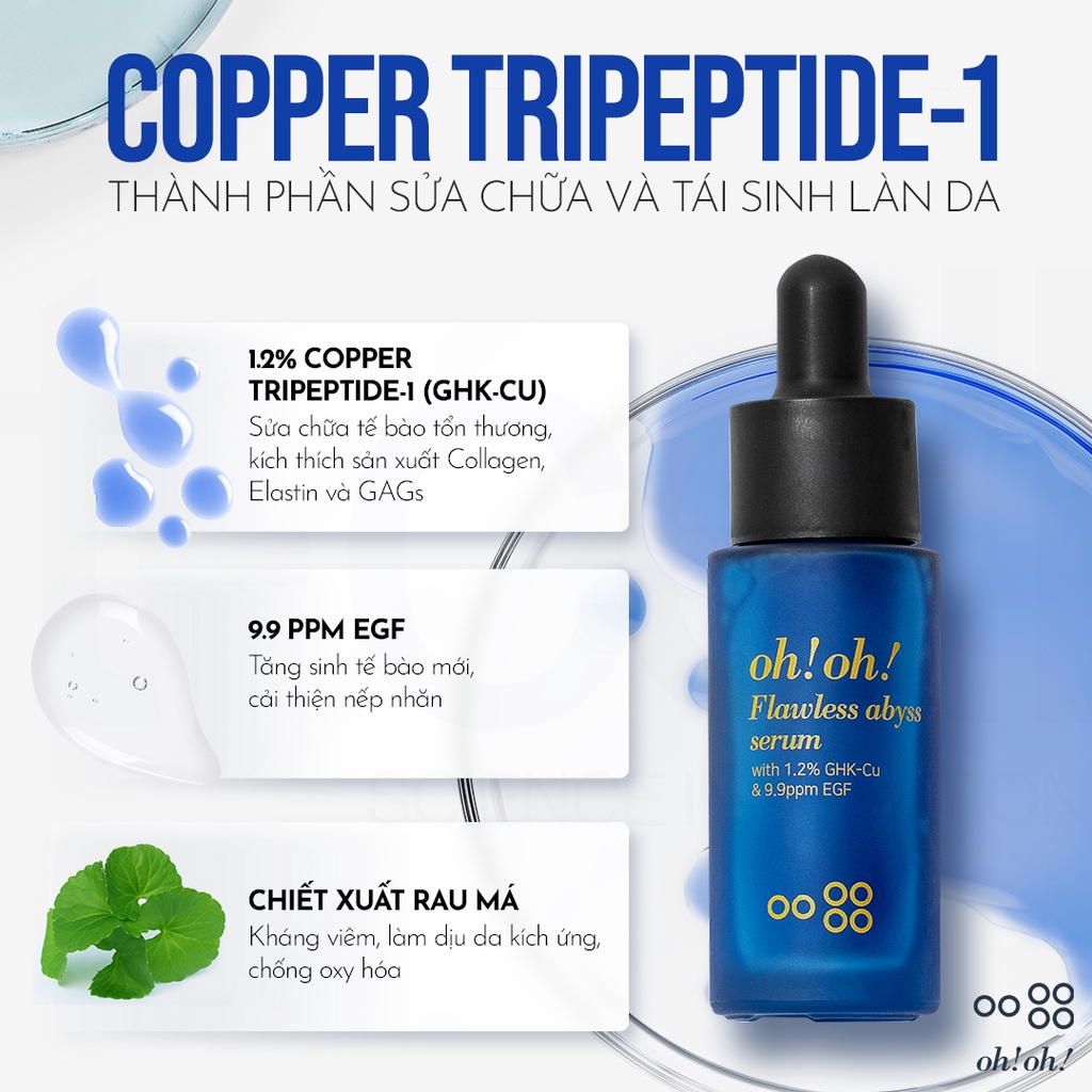Tinh chất giảm sẹo lõm oh oh flawless abyss serum (with 1.2% GHK-Cu & 9.9ppm EGF) (20ml)