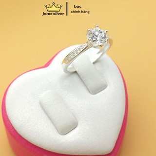 nhẫn nữ đính đá , nhẫn dày dặn , bạc sáng lấp lánh - jena sliver