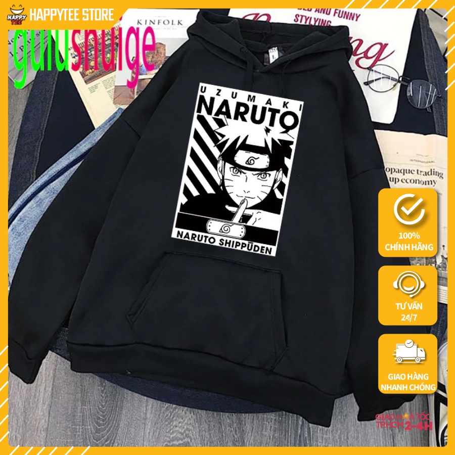 Áo Hoodie Unisex HappyFamily Họa Tiết NARUTO Chất Cotton 100 Cao Cấp-Màu Đen