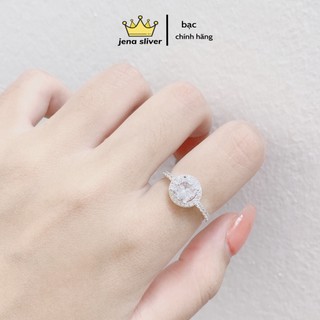 nhẫn bạc ta đá  tròn to , lấp lánh , from dáng chuẩn đẹp - jena sliver
