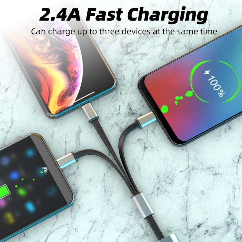 Ảnh Dây cáp sạc nhanh HDOORLINK 2.4A USB sang Micro USB/ Type-C/ IOS 2