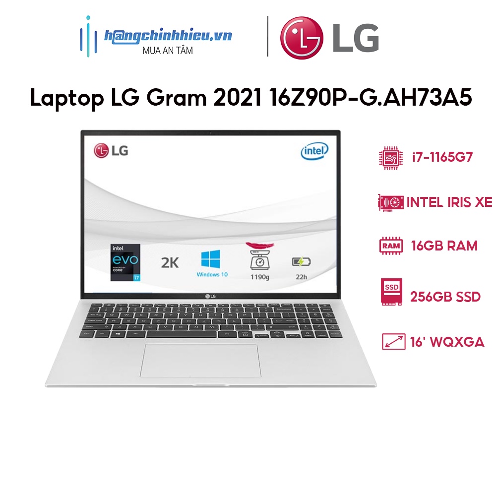 Laptop LG Gram 2021 16Z90P-G.AH73A5 (i7-1165G7 | 16GB | 256GB | Intel Iris Xe Graphics | 16 WQXGA | Win 10)