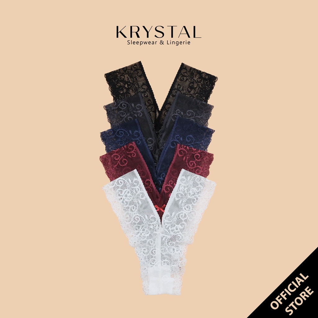 Combo 5 quần lót ren lọt khe chữ Y sexy gợi cảm màu trơn KRYSTAL KQYC5-01