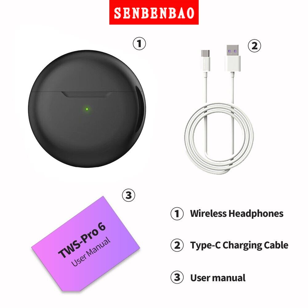 Tai nghe không dây Pro6 Chống Nước Có Mic Điều Khiển Cảm Ứng Phong Cách Thể Thao