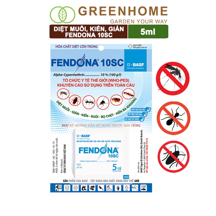 Thuốc diệt muỗi Fendona 10sc, gói 5ml, hiệu quả, không mùi, diệt gián, ruồi,kiến ba khoang, côn trùng |Greenhome