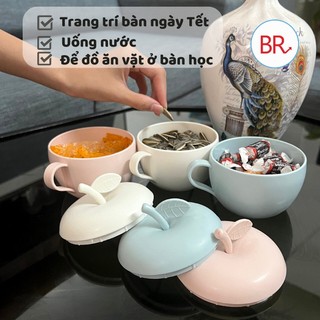 Cốc quả táo có nắp Việt Nhật 6018, Ca táo có nắp đựng đồ mứt tết,ăn vặt...tiện lợi dễ thương { H }