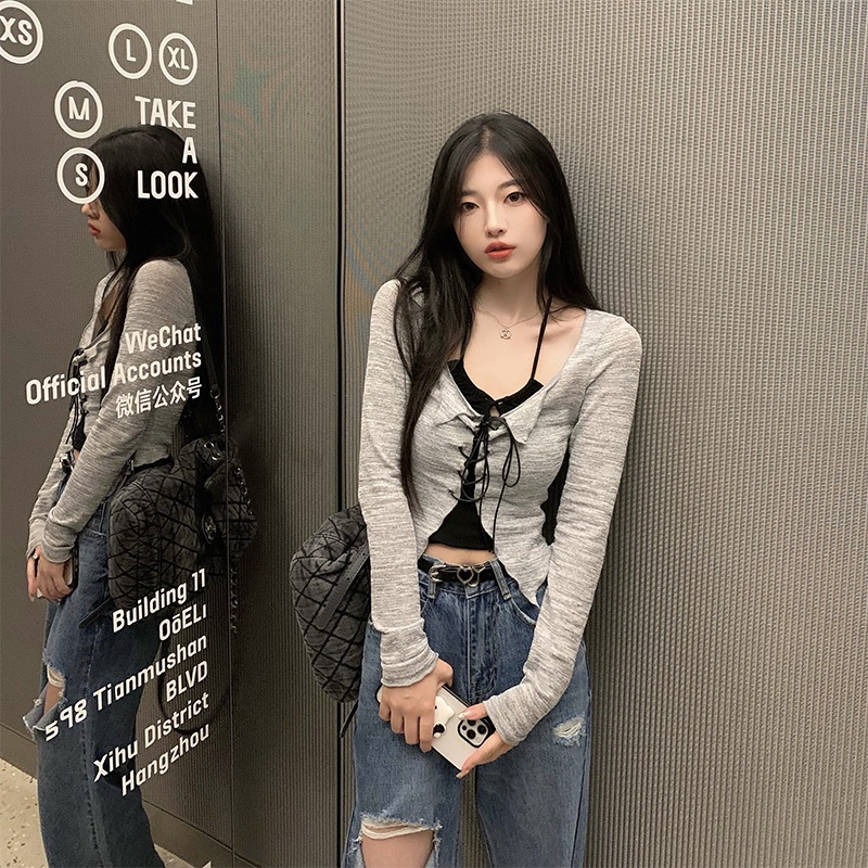 Set Áo Hai Dây Và Áo Khoác Cardigan Dệt Kim Thời Trang Nữ