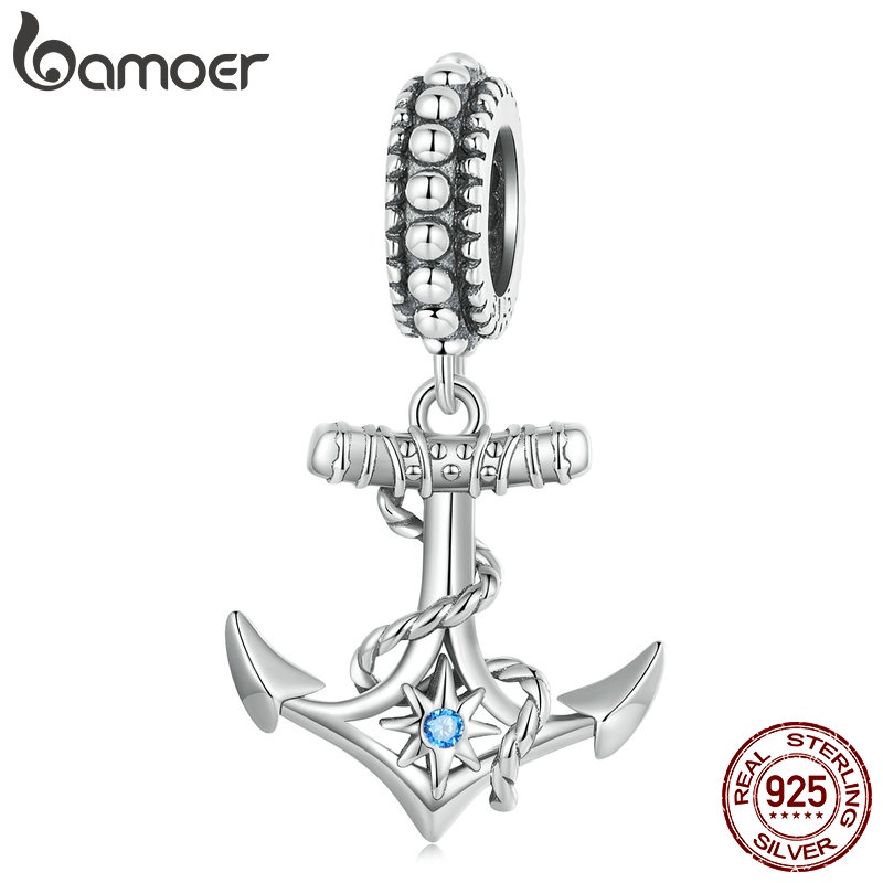 BAMOER Mặt Dây Chuyền Bạc 925 Hình Mỏ Neo Dễ Thương Dùng Làm Trang Sức Diy SCC2401