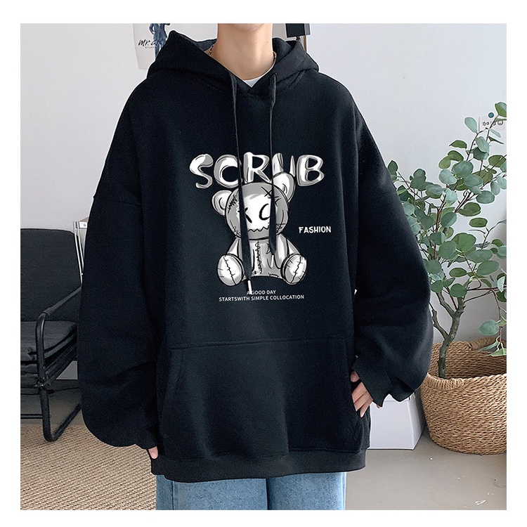 Áo Hoodie Nam HappyFamily Họa Tiết Gấu SCRUB Chất Nỉ Da Cá 100 Cao Cấp