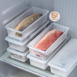 Hộp Nhựa Đựng Thực Phẩm 6586 Trong Suốt Có Nắp Hình Chữ Nhật Có Khay Ráo Đựng Rau Củ Quả Tủ Lạnh Cam Homeware