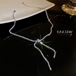 DREJEW Dây chuyền đeo cổ mặt hình nơ đính ngọc trai thời trang Hàn Quốc