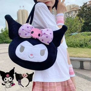 Dễ Thương Kuromi Sang Trọng Túi Xách Nữ Bé Gái Kawaii Túi Đeo Vai Mini Mềm Ví Đựng Tiền Xu
