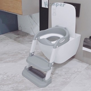 Thang bô Honper 2 bậc gấp gọn, Thang bô vệ sinh có lót thu nhỏ ngồi bồn cầu và tay vịn cho bé