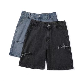 Quần Short Jeans Ống Rộng Xé Rách Năng Động, Quần Bò Lửng Thời Trang Unisex, Đùi Ngắn Style Hàn Quốc - QSJ02 -