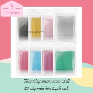 20 tăm bông micro nano chiết kim tuyến hỗ trợ trang điểm, kẻ mắt eyeliner,...