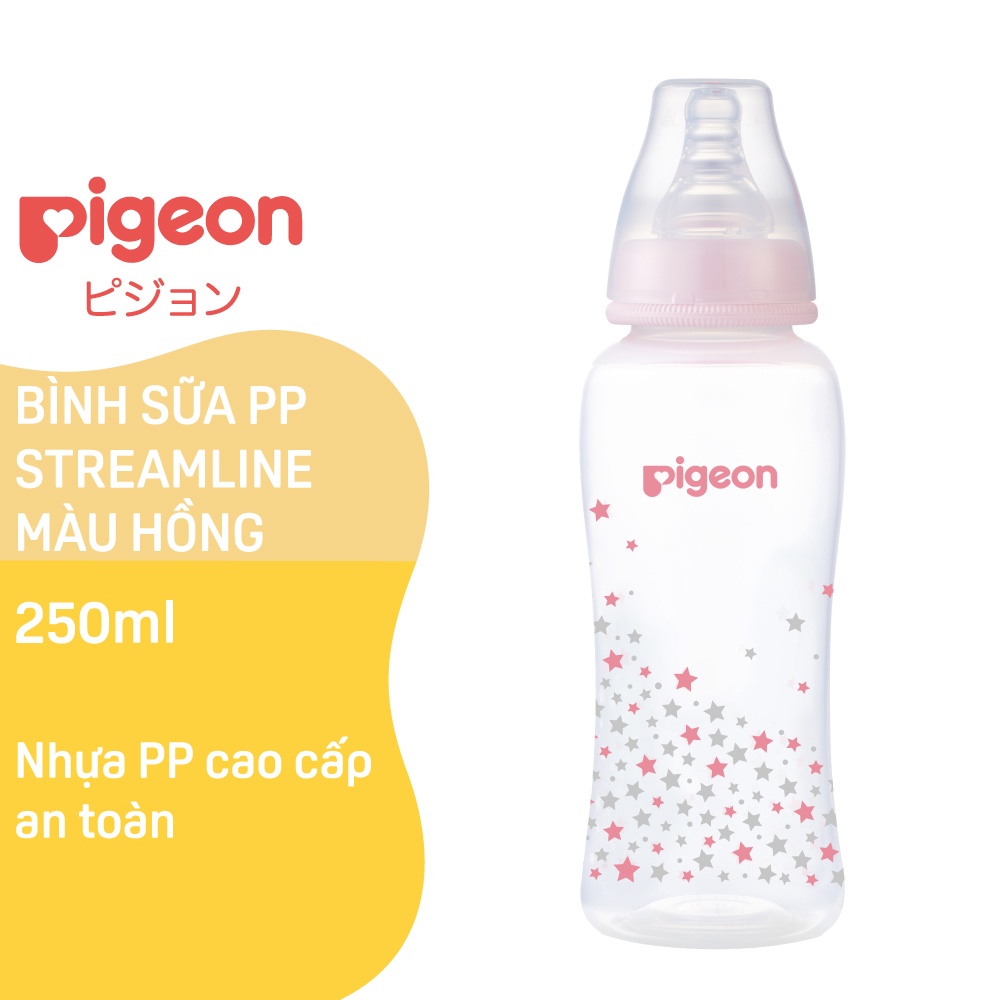 Ảnh Bình Sữa PP Streamline Hình Ngôi Sao Hồng/Xanh Pigeon 250ml (M) 4