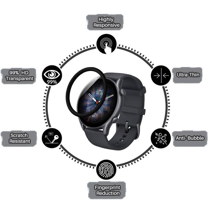 Kính Cường Lực Mềm Cho Huami Amazfit Bip 3 Pro U S GTS2 GTS2e GTS4 mini Bảo Vệ Màn Hình Đồng Hồ Phim Bảo Vệ Cho Huami Amazfit GTR2 GTR3 T-REX Pro Bảo Vệ