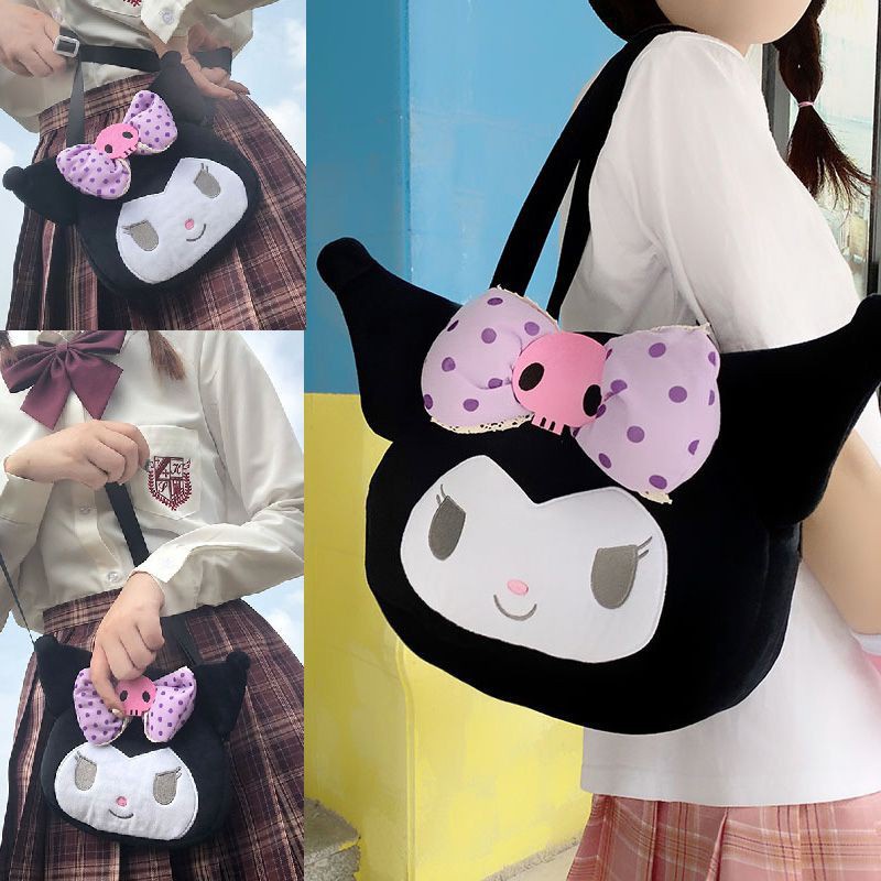 Dễ Thương Kuromi Sang Trọng Túi Xách Nữ Bé Gái Kawaii Túi Đeo Vai Mini Mềm Ví Đựng Tiền Xu