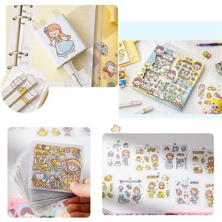 Set 100 Nhãn Dán PET Chống Nước Họa Tiết Hoạt Hình Dễ Thương Trang Trí Hộp Quà