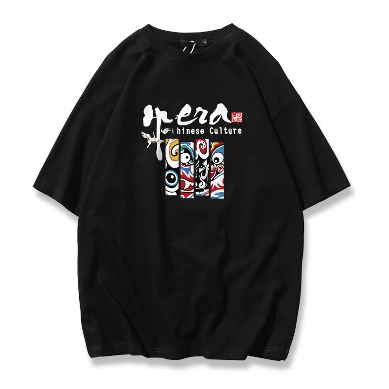 Áo Thun Nam Tay Lỡ HappyFamily Form Rộng Opera Chinese Culture Trẻ Trung Cotton 100 Cao Cấp