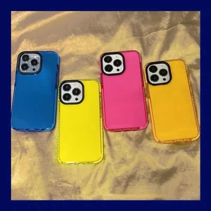 Ốp điện thoại bảo vệ trong suốt màu huỳnh quang thời trang cho iPhone 17 Pro Max 16 15 14 13 12 11 Vỏ mềm bảo vệ chống sốc