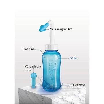 Bình rửa mũi Waterpulse 300ml Chính Hãng , bình vệ sinh mũi cho bé và người lớn, dụng cụ rửa mũi ngăn ngừa viêm xoang