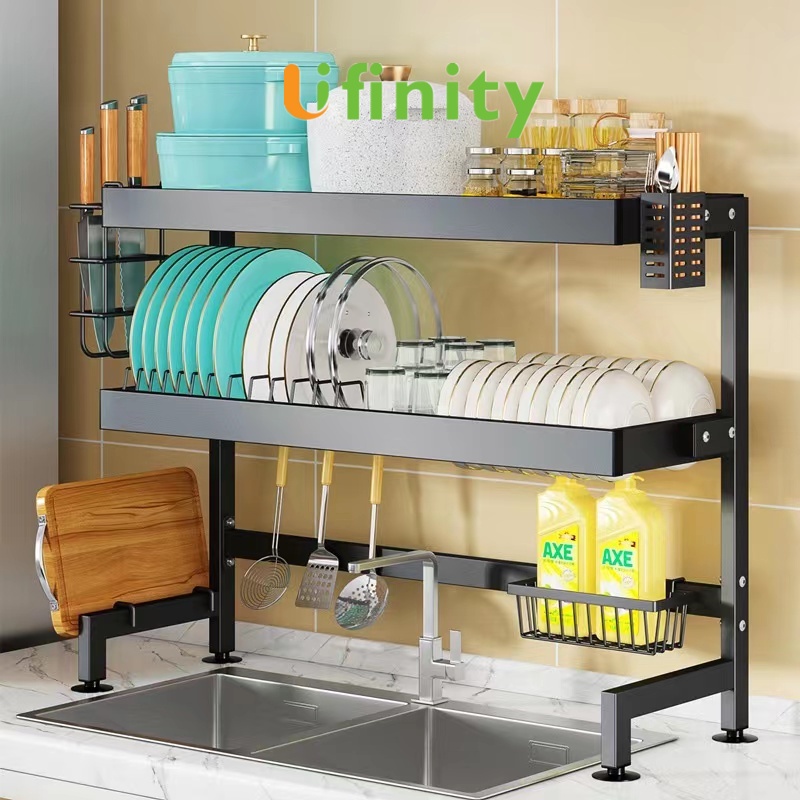 Lifinity Kệ Để Chén Bát Đĩa Trên Bồn Rửa Nhà Bếp Đa Năng ,1&2 Tầng Thép Carbon Màu Đen,Tải Trọng Mạnh