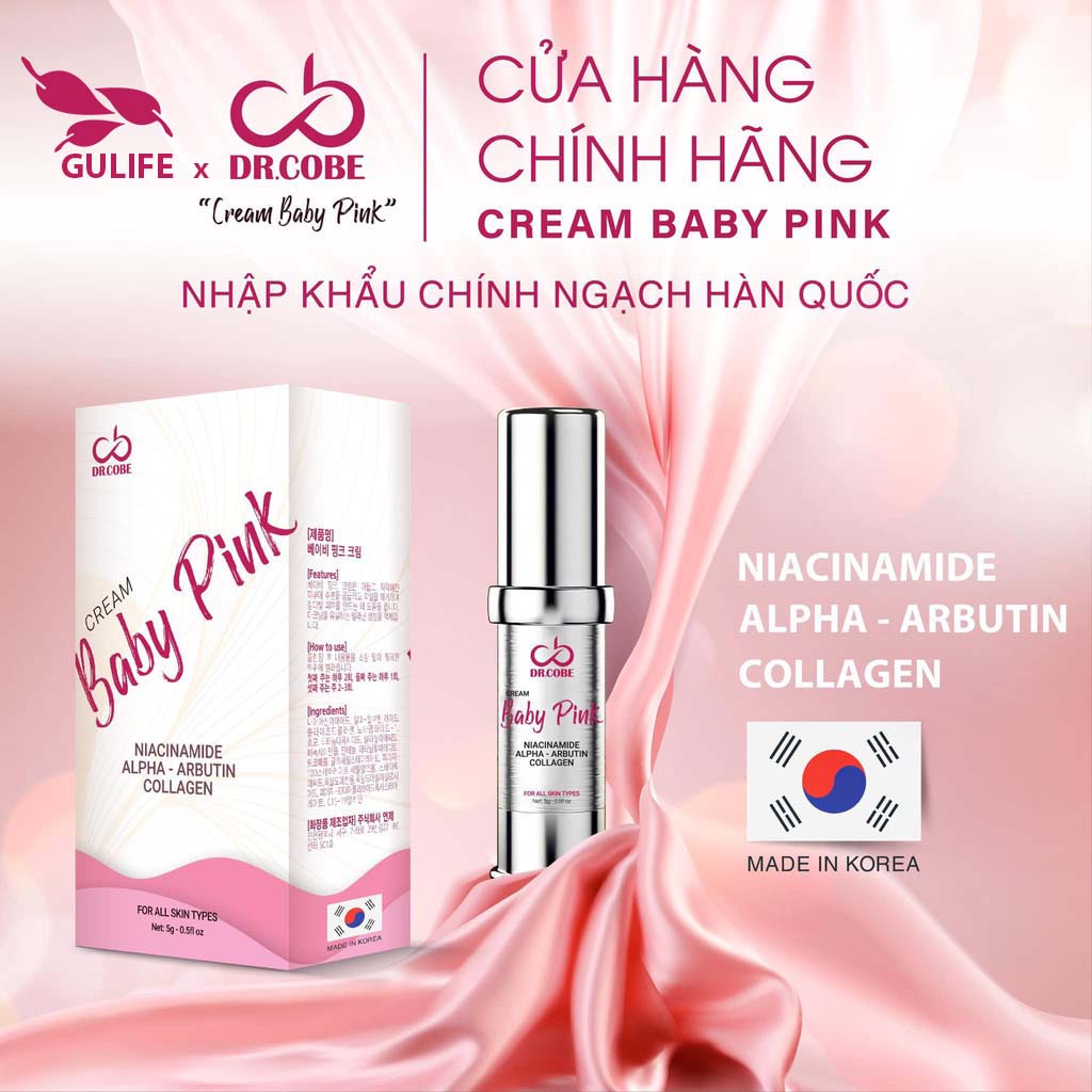 [MADE IN KOREA] Kem làm hồng nhũ hoa, làm hồng vùng kín BABY PINK Cam Kết hiệu quả sau 7 ngày sử dụng, DR.COBE lọ 5g