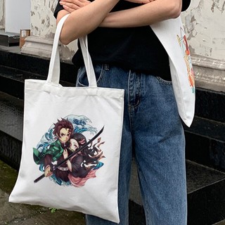 Túi Xách Vải Canvas In Họa Tiết Hoạt Hình Demon Slayer Kimetsu No Yaiba Kamado Tanjirou Cho Nữ
