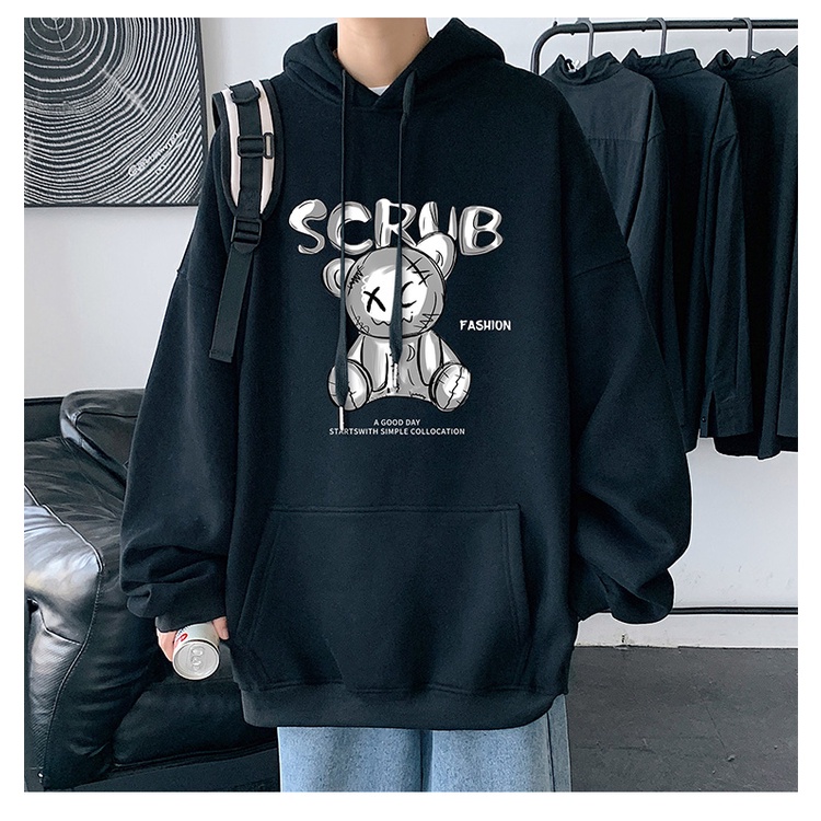 Áo Hoodie Nam HappyFamily Họa Tiết Gấu SCRUB Chất Nỉ Da Cá 100 Cao Cấp