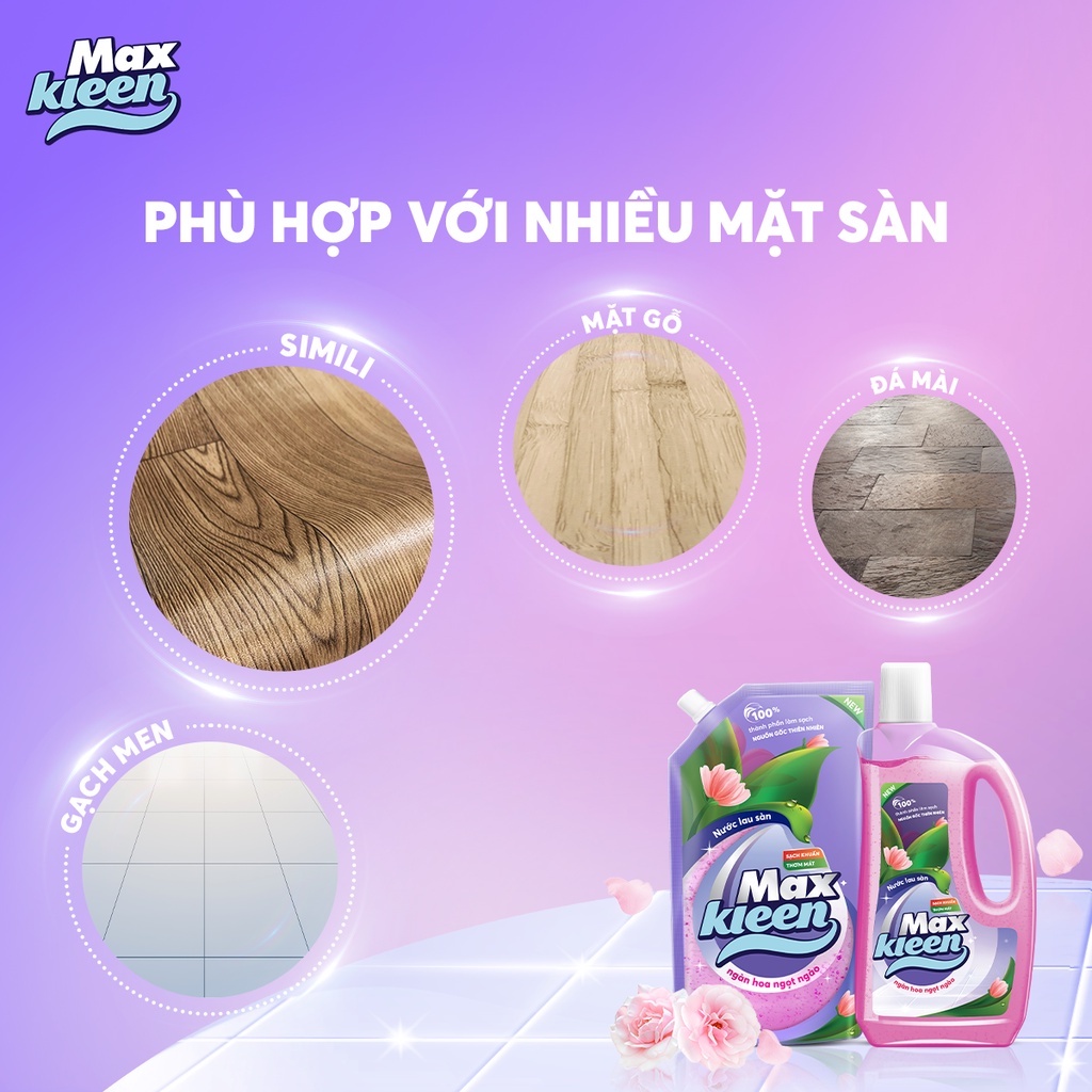 Ảnh Combo Nước Lau Sàn MaxKleen Hương Ngàn Hoa Ngọt Ngào: Chai 1kg + Túi 1kg 2