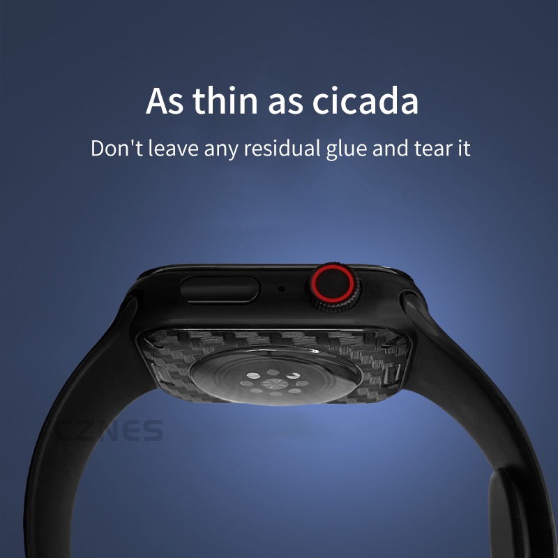 Phim mặt sau bằng sợi Carbon bảo vệ mặt sau màng chống mồ hôi cho Apple Watch Ultra3 SE3 S11 S10 S9 S8 SE S7 S6 S5 Ultra 49mm 46mm 42mm 45mm 44mm 41mm 40mm Phim Iwatch