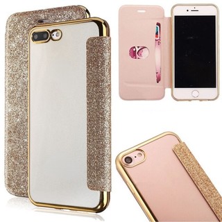 Ốp lưng TPU trong suốt cho iPhone 16 15 14 ProMax 13 Pro Max 11 Pro Bling Glitter Leather Flip Wallet