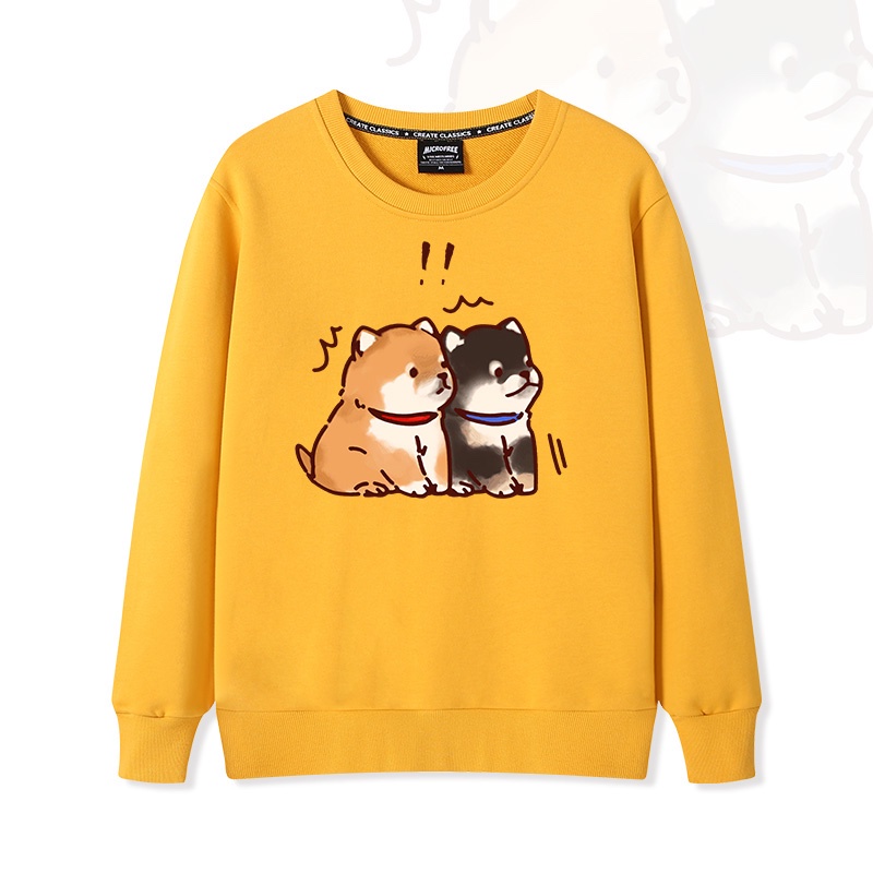 Áo Sweater Nữ HappyFamily In Hình 2 Chú Chó Con Xinh Xắn Đáng Yêu Chất Cotton 100 Cao Cấp