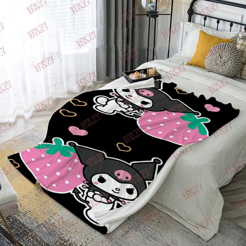Chăn Bông Mềm Mại 4 Kích Thước In Nhân Vật Hoạt Hình kuromi Dễ Thương