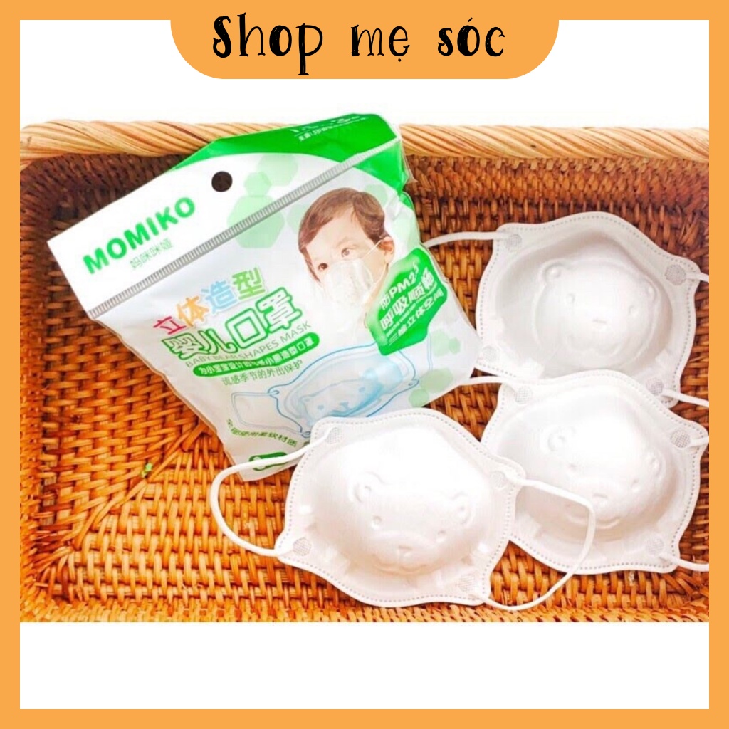 Set 3 khẩu trang gấu cho bé Uni Mask có điều chỉnh dây, khẩu trang trẻ em sơ sinh đến 3 tuổi mesocshop