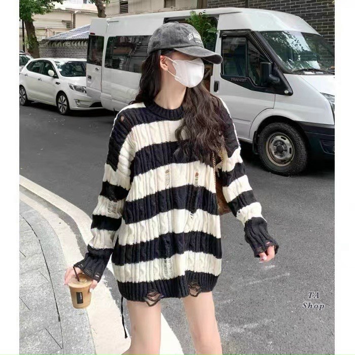 Áo len rách gấu Silive nữ form rộng dày dặn ulzzang | Shopee Việt Nam