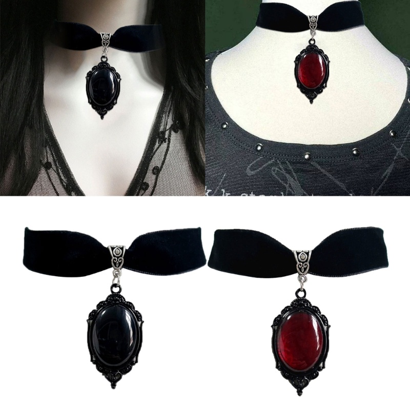 Vòng Cổ Choker Nhung Đen Đính Đá Pha Lê Phong Cách Hip Hop Punk Thời Trang
