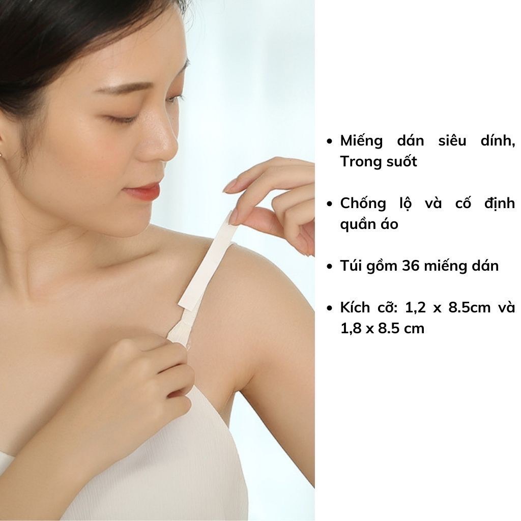 Túi 36 Băng Dính Cố Định Quần Áo - Miếng Dán 2 Mặt Trong Suốt Chống Lộ Áo Váy 0137
