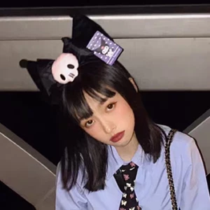 Dễ Thương Kuromi Tai Đầu Sang Trọng Băng Đô Quấn Tóc Dự Tiệc Cô Gái Kawaii Trang Phục Cosplay