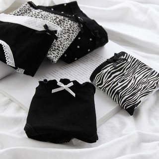 Quần Lót Cotton Họa Tiết Da Báo / Ngựa Vằn Màu Đen Thoáng Khí Thoải Mái Cho Nữ