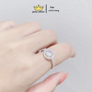 nhẫn bạc ta đá  tròn to , lấp lánh , from dáng chuẩn đẹp - jena sliver