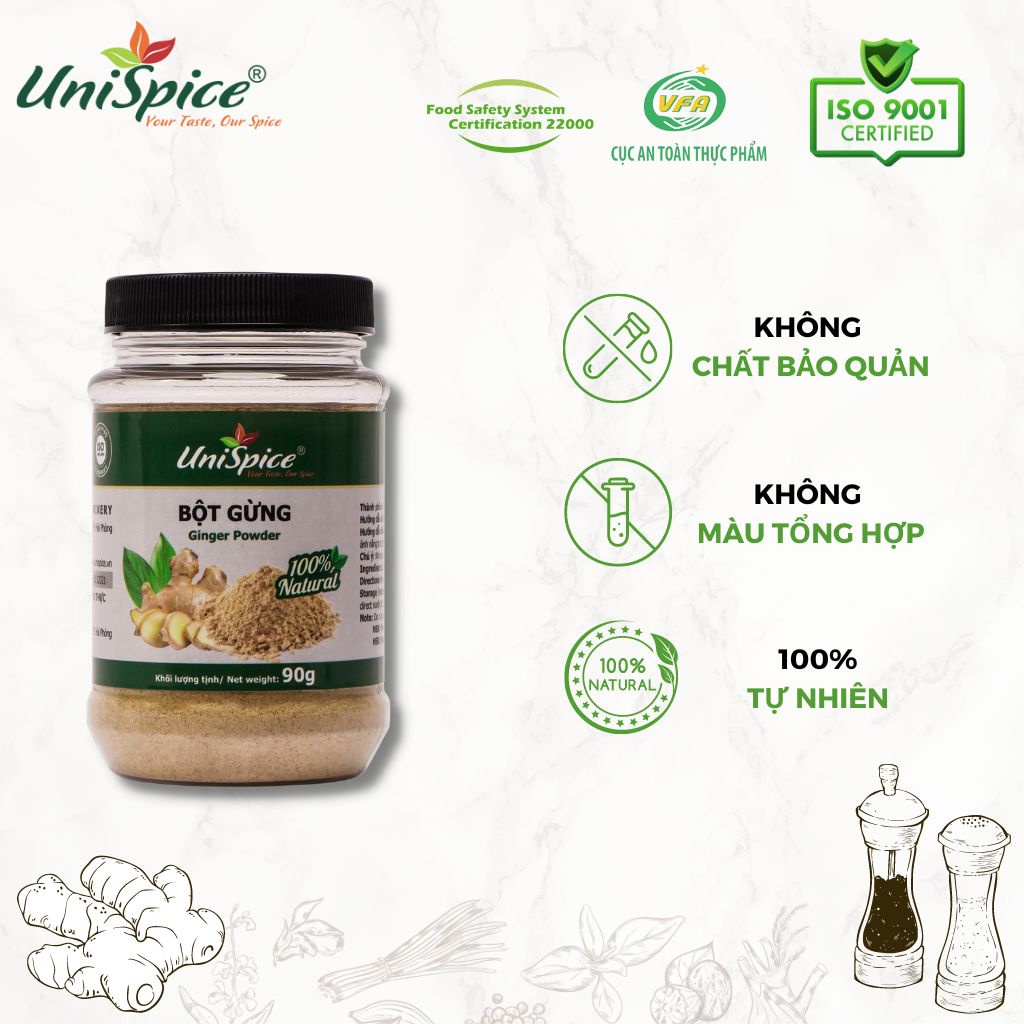 Bột gừng Unispice lọ 90gr- gia vị tự nhiên/ Bột gừng nguyên chất ...