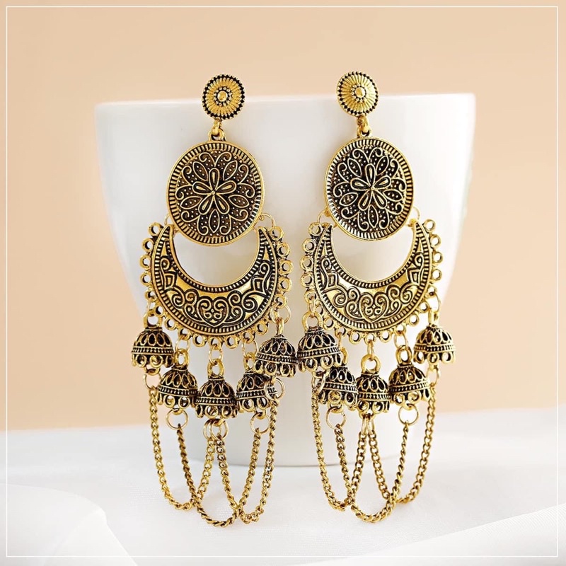 Bông / Khuyên Tai Màu Vàng Cổ Điển BoHo Vintage Mới
