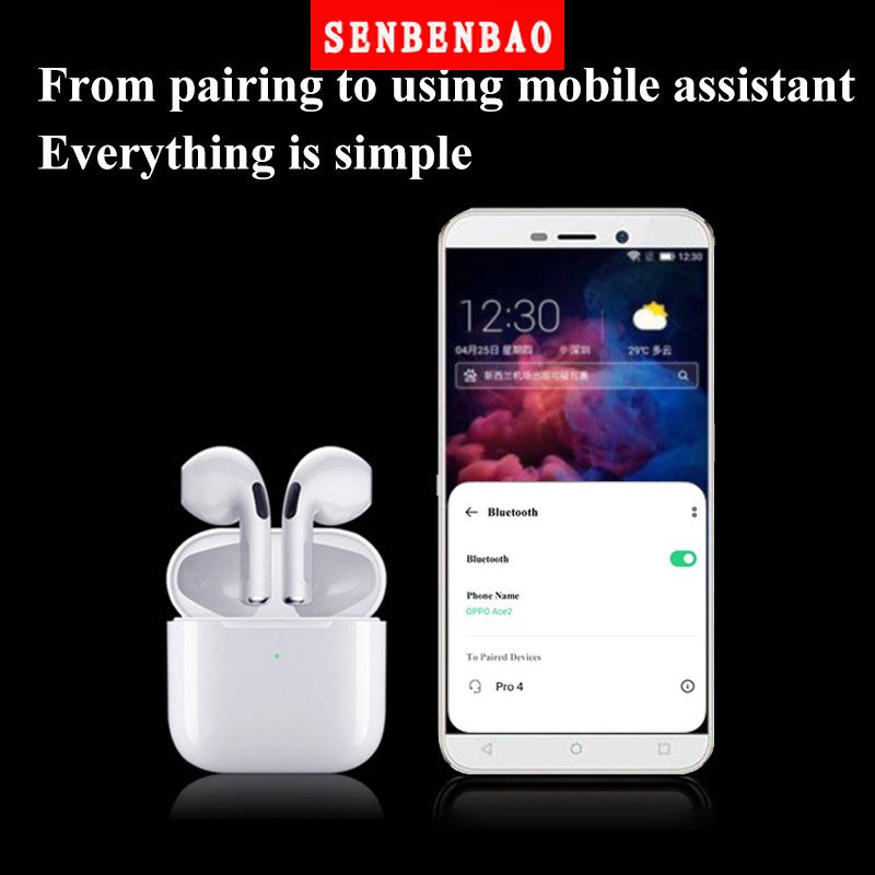Tai Nghe Nhét Tai Bluetooth Không Dây Chống Ồn Cảm Ứng Thông Minh Có Mic inPods Pro 4