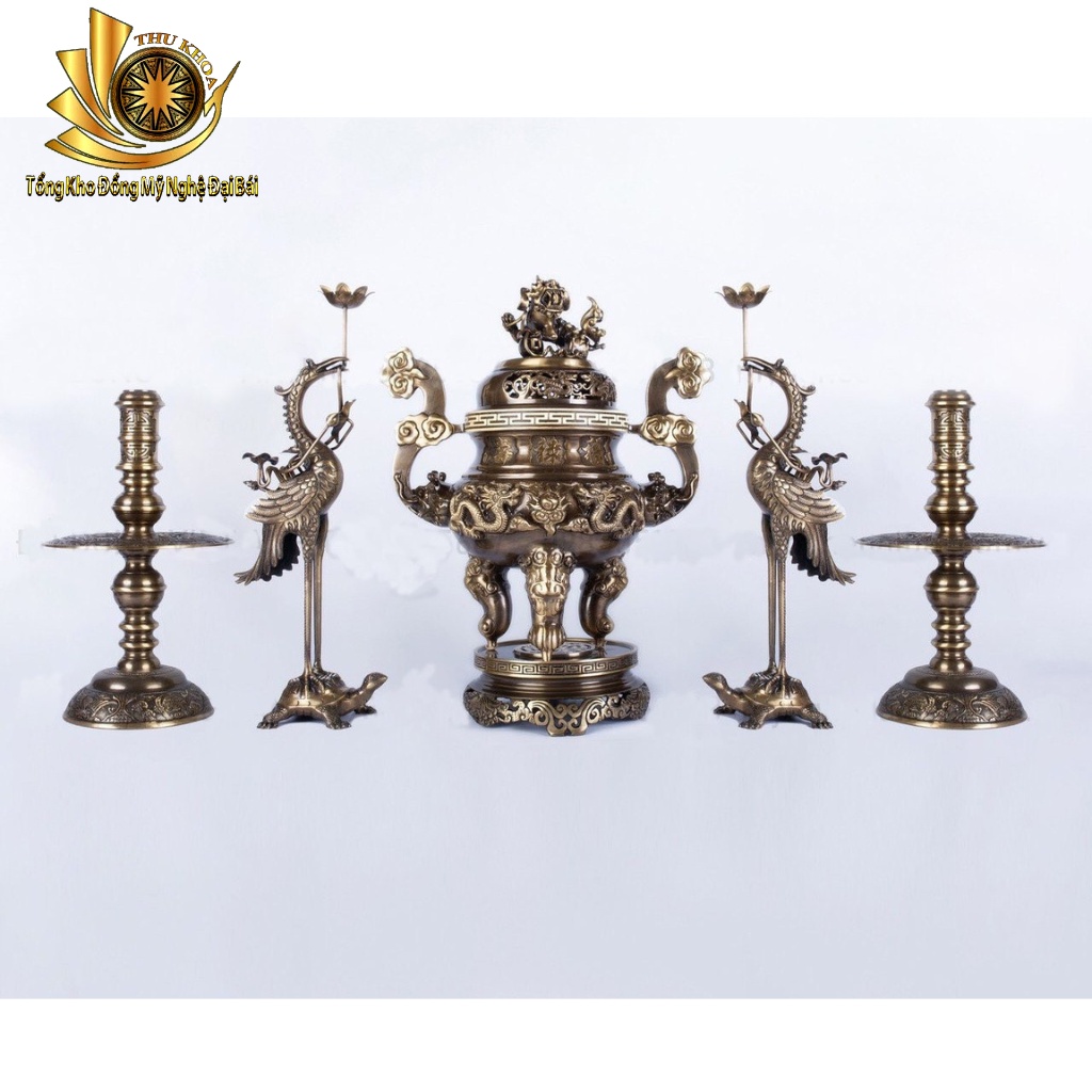Ngũ Sự Đỉnh Đồng 60cm 4D Hun Màu Giả Cổ Đồ Đồng Đại Bái Bảo Hành Trọn Đời Miễn Ship