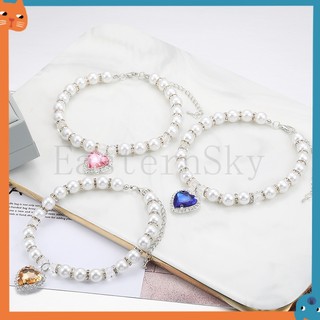 Thú Cưng Ngọc Trai Vòng Cổ Mèo Kim Cương Giả Tình Yêu Cổ Pha Lê Mặt Dây Chuyền Vòng Cổ Chó Con Phụ Kiện Đồ Trang Trí Thú Cưng Bán Buôn